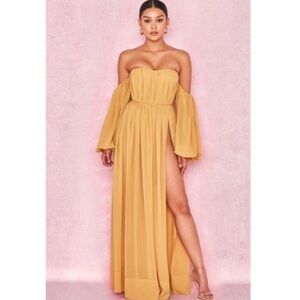 SOLD!!! House of CB Marlena Mustard Chiffon Dress 💛✨